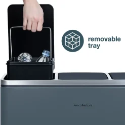 Poubelle de tri à pédale 3 x 18 L, dark grey edition - 984