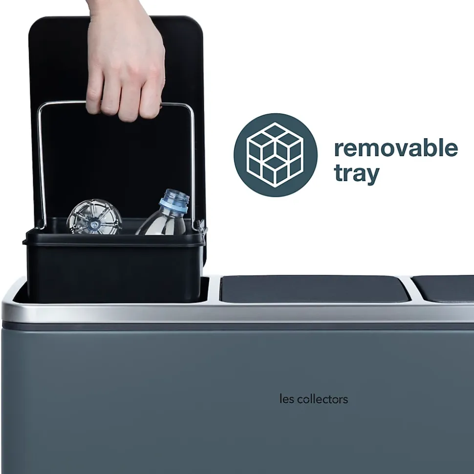 Poubelle de tri à pédale 3 x 18 L, dark grey edition - 984