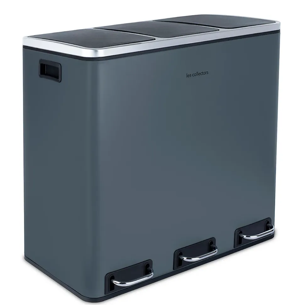 Poubelle de tri à pédale 3 x 18 L, dark grey edition - 984