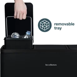 Poubelle de tri à pédale 3 x 18 L, black edition - 988