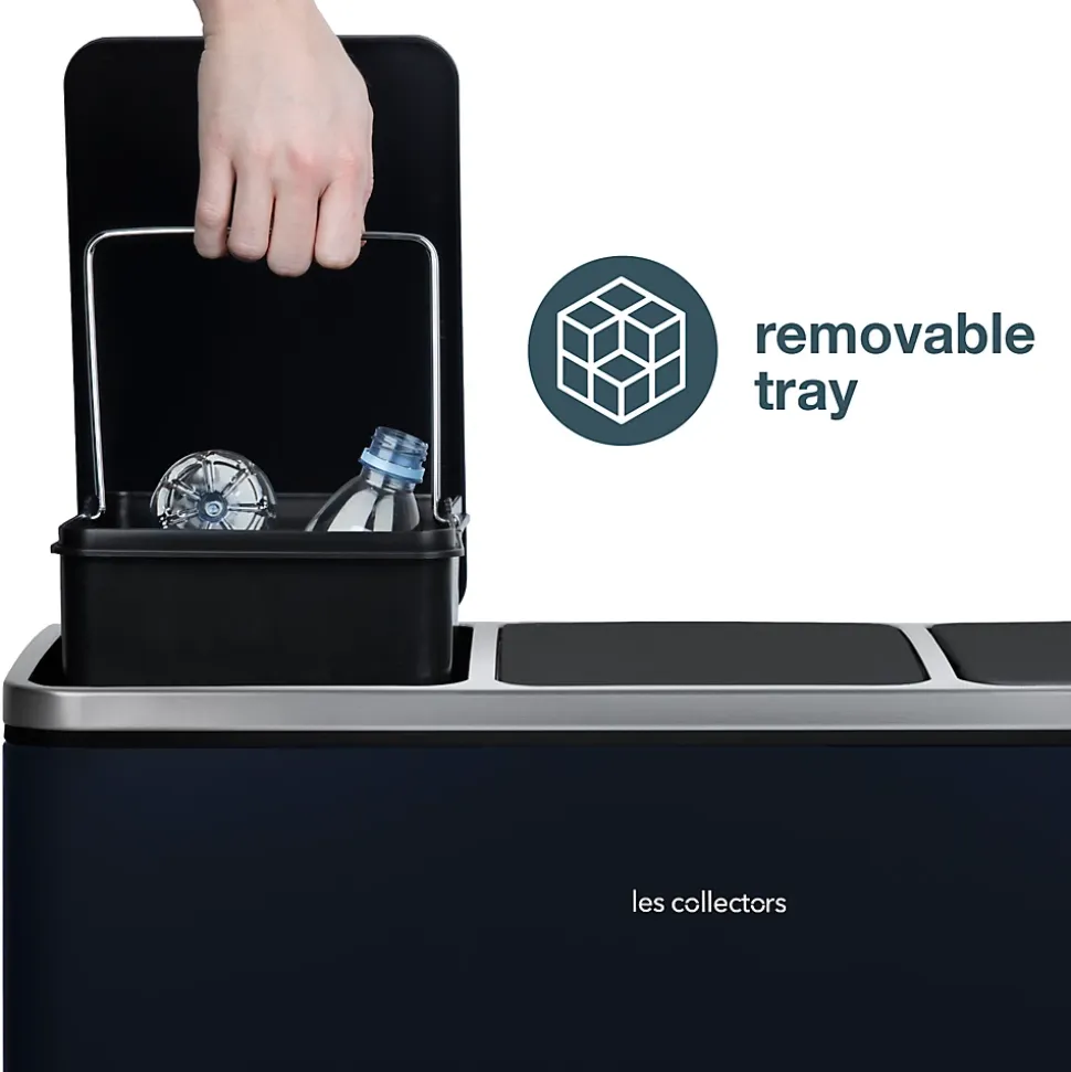 Poubelle de tri à pédale 3 x 18 L, midnight blue edition - 986