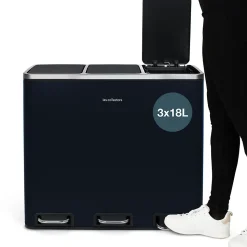 Poubelle de tri à pédale 3 x 18 L, midnight blue edition - 986