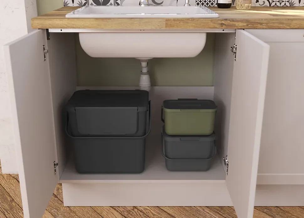 Poubelle de tri avec poignée 6 L Loops Sundis H. 18,7 cm vert