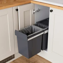 Poubelle de tri coulissante GoodHome Vigote 30 cm, 2 bacs