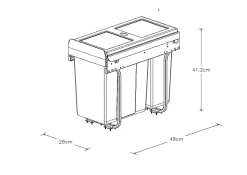 Poubelle de tri coulissante GoodHome Vigote 30 cm, 2 bacs