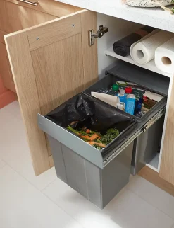 Poubelle de tri coulissante GoodHome Vigote 40 cm, 2 bacs