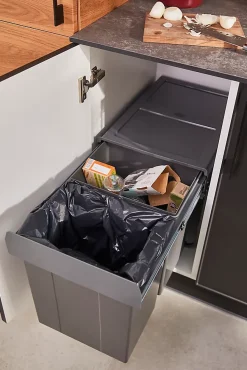 Poubelle de tri coulissante GoodHome Vigote 40 cm, 2 bacs