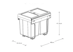 Poubelle de tri coulissante GoodHome Vigote 40 cm, 2 bacs