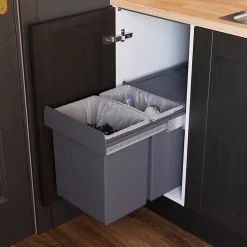 Poubelle de tri coulissante GoodHome Vigote 40 cm, 2 bacs