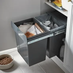 Poubelle de tri coulissante GoodHome Vigote 40 cm, 2 bacs