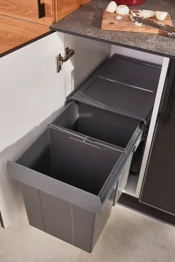 Poubelle de tri coulissante GoodHome Vigote 40 cm, 2 bacs