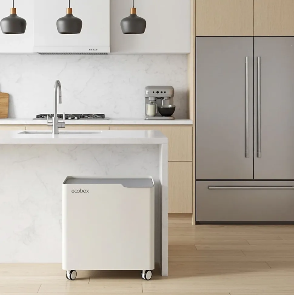 Poubelle de tri ECOBOX 60 L, Design compact sur roulettes