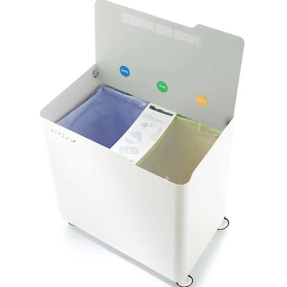 Poubelle de tri ECOBOX 60 L, Design compact sur roulettes