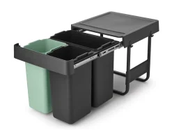 Poubelle de tri encastrable 3 bacs Brabantia Sort & Go vert clair