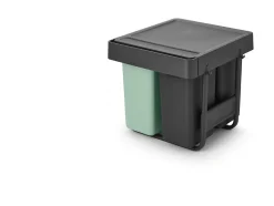 Poubelle de tri encastrable 3 bacs Brabantia Sort & Go vert clair