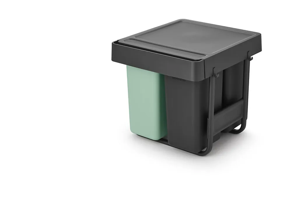Poubelle de tri encastrable 3 bacs Brabantia Sort & Go vert clair
