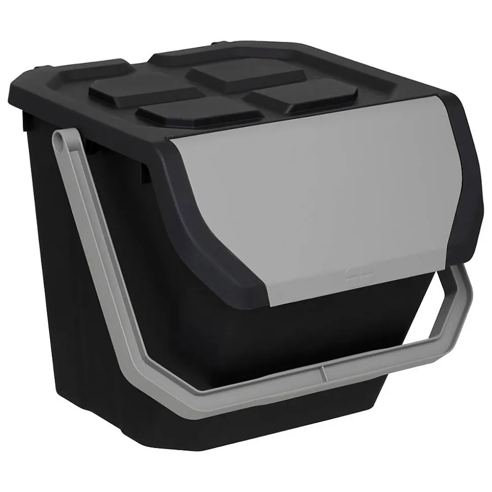Poubelle de tri 24L en plastique noir - Noir- 5five