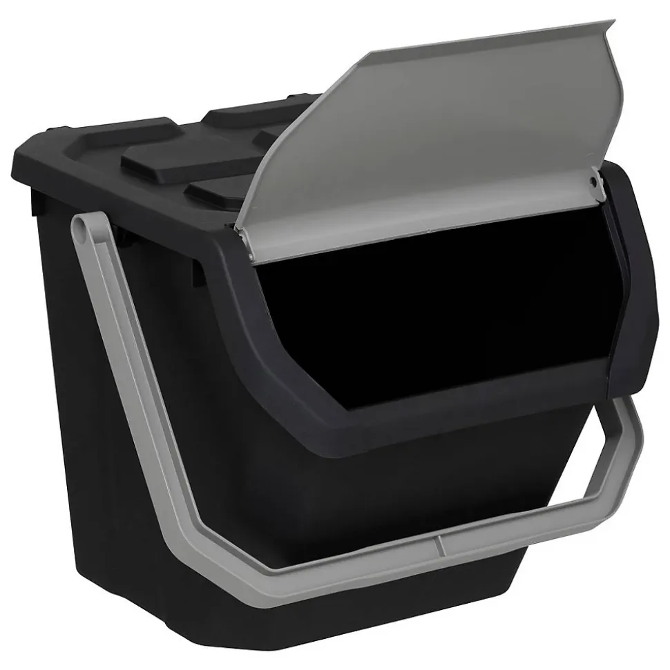 Poubelle de tri 24L en plastique noir - Noir- 5five