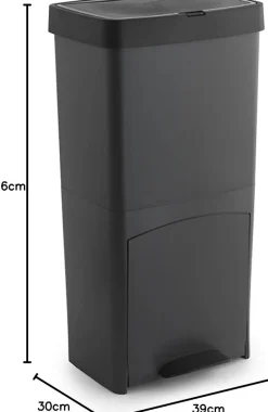 Poubelle de tri sélectif à pédale, poubelle de recyclage, 70 L