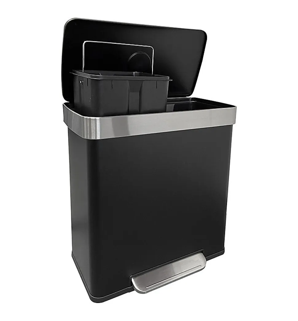 Poubelle de tri sélectif 2 bacs à pédale 60L (30+30) Hailo
