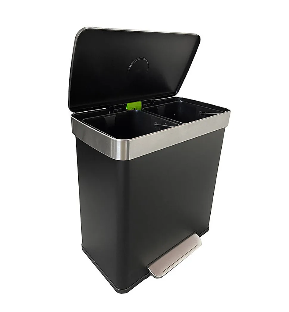 Poubelle de tri sélectif 2 bacs à pédale 60L (30+30) Hailo