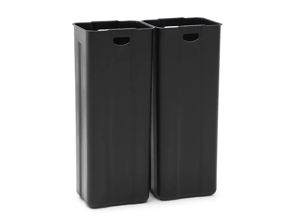 Poubelle de tri sélectif à pédales en inox - 2 bacs de 30L - Chrome - GANEM