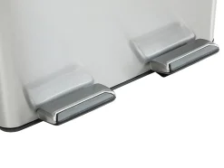 Poubelle de tri sélectif à pédales en inox - 2 bacs de 30L - Chrome - GANEM