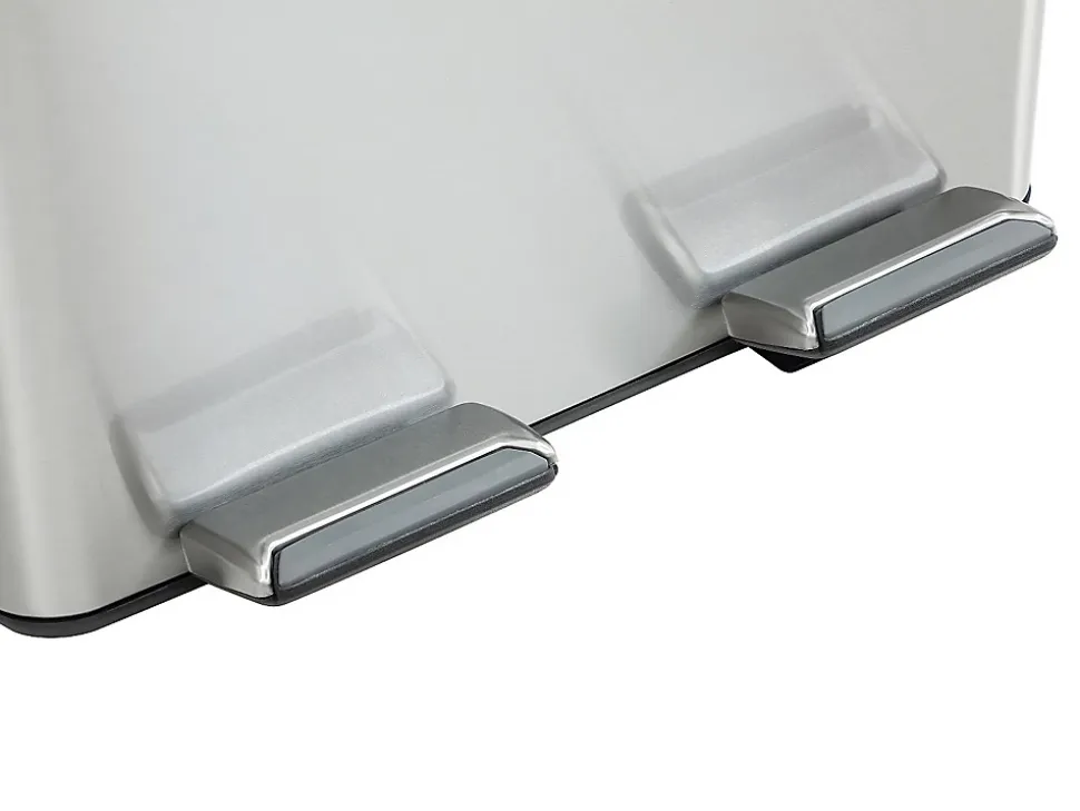 Poubelle de tri sélectif à pédales en inox - 2 bacs de 30L - Chrome - GANEM