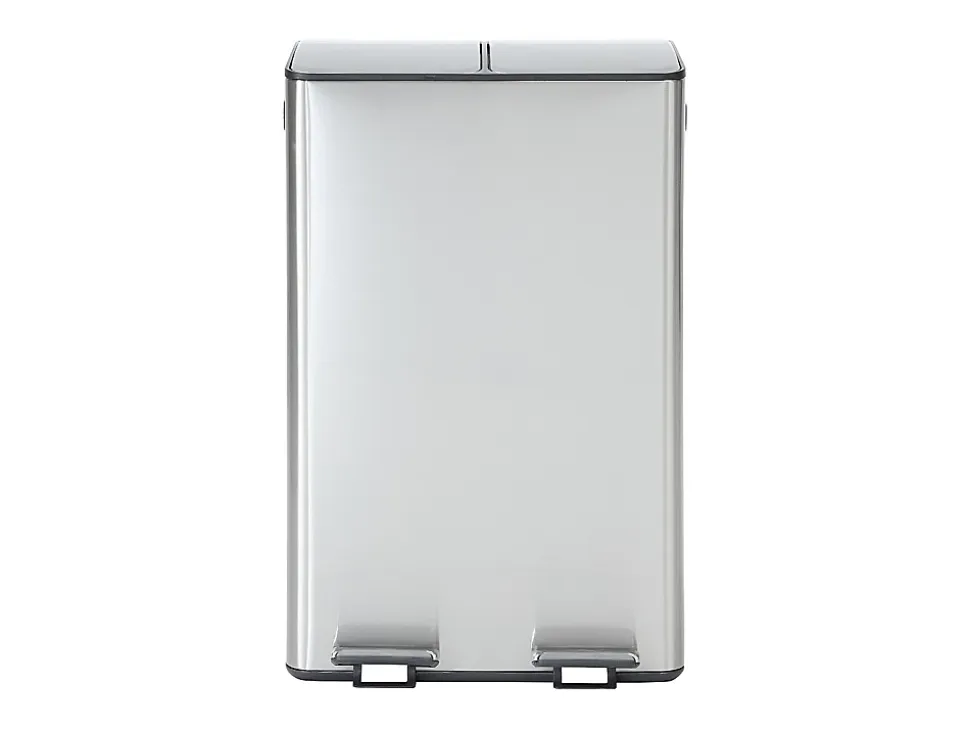 Poubelle de tri sélectif à pédales en inox - 2 bacs de 30L - Chrome - GANEM