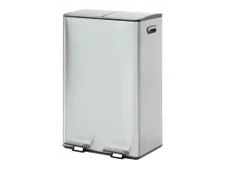 Poubelle de tri sélectif à pédales en inox - 2 bacs de 30L - Chrome - GANEM