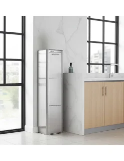 Poubelle de tri sélectif CUBEK en Acier Inoxydable. 3 compartiments de 20 litres.