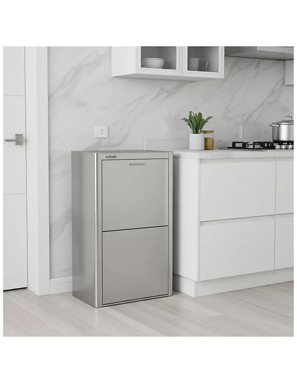 Poubelle de tri sélectif CUBEK en Acier Inoxydable. 4 compartiments de 20 litres