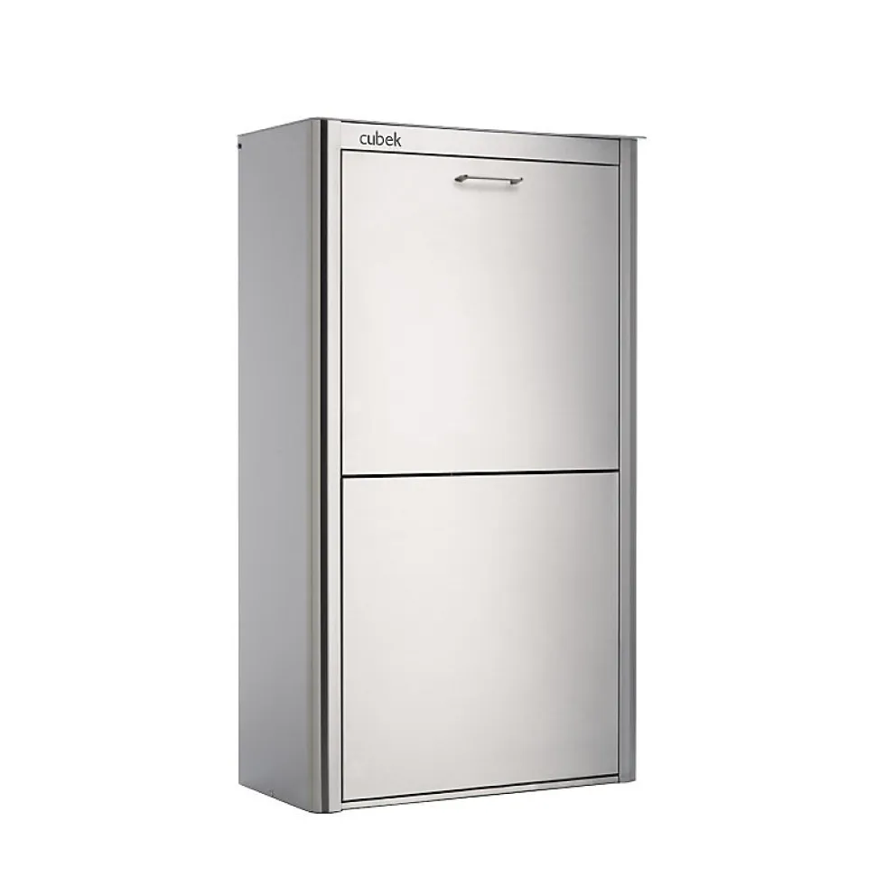 Poubelle de tri sélectif CUBEK en Acier Inoxydable. 4 compartiments de 20 litres