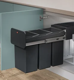 Poubelle de tri sélectif encastrable 30 litres (10+10+10) Hailo EcoLine Design L Trio