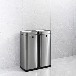 Poubelle de tri sélectif en inox "the twin bin" 2 x 30 litres