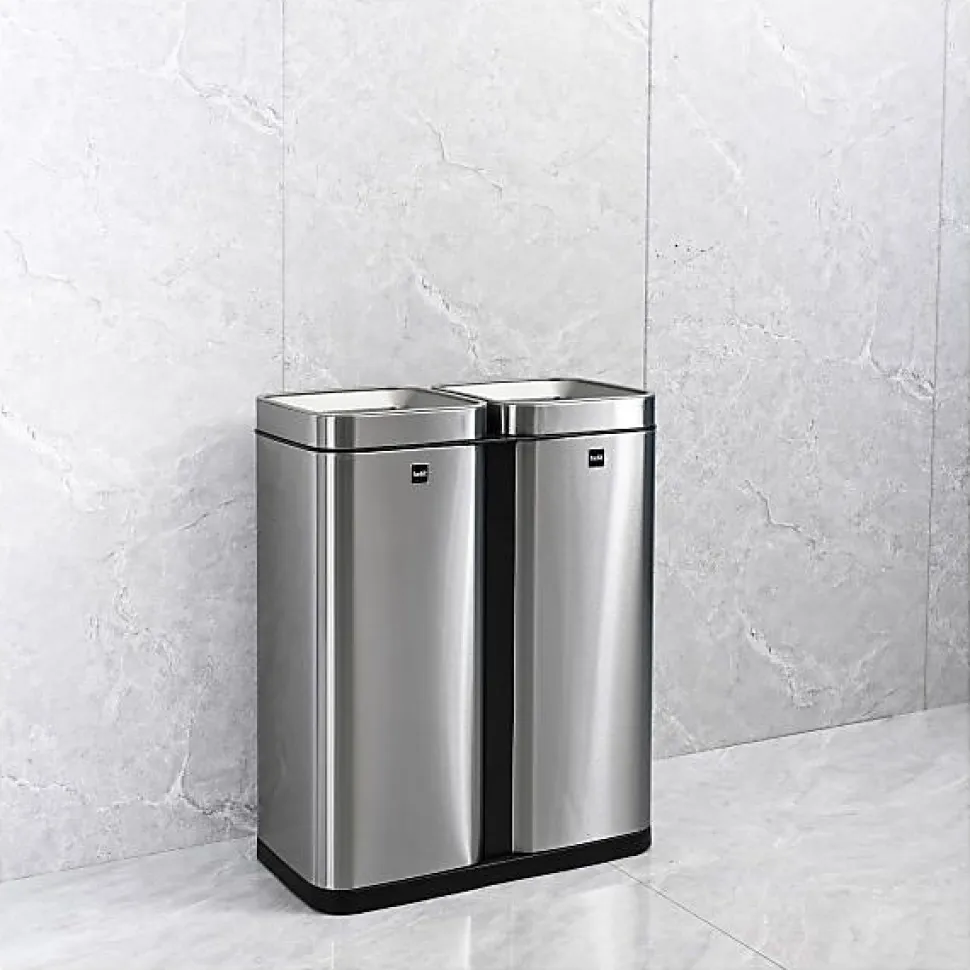 Poubelle de tri sélectif en inox "the twin bin" 2 x 30 litres