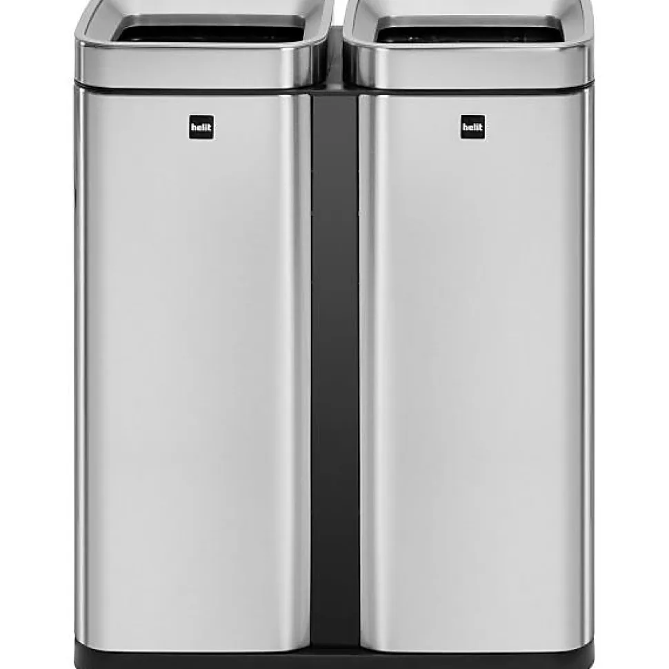 Poubelle de tri sélectif en inox "the twin bin" 2 x 30 litres