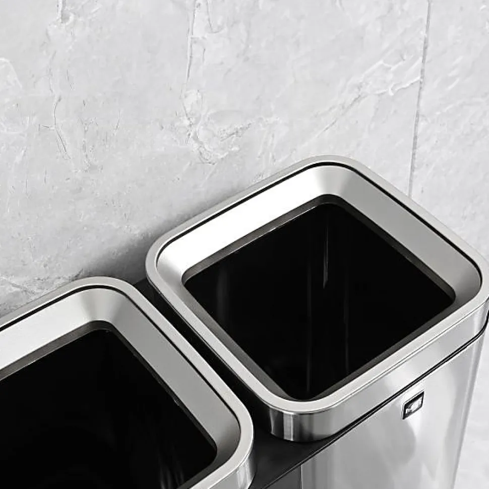 Poubelle de tri sélectif en inox "the twin bin" 2 x 30 litres