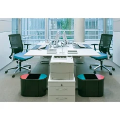 Poubelle de tri triple bac pour tri déchets et papier - Bleu