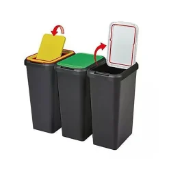 Poubelle de tri verre papier plastique 45 litres - Blanc