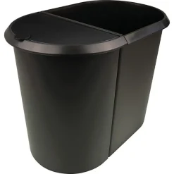 Poubelle double pour tri déchets papiers 29 litres - Noir
