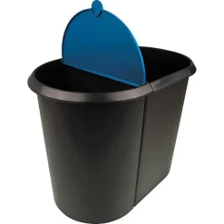 Poubelle double pour tri déchets papiers 29 litres - Bleu