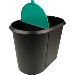 Poubelle double pour tri déchets papiers 29 litres - Vert