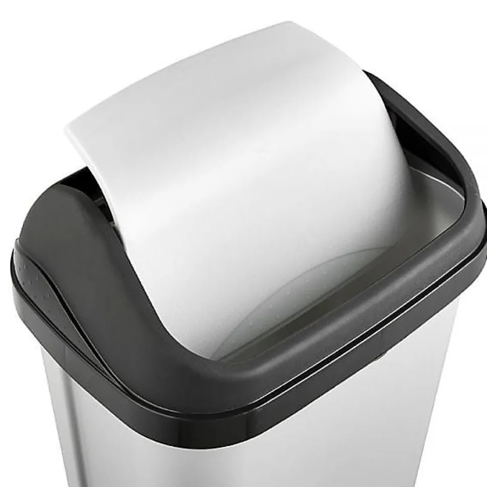 Poubelle en plastique à couvercle basculant 10 litres - Gris Clair