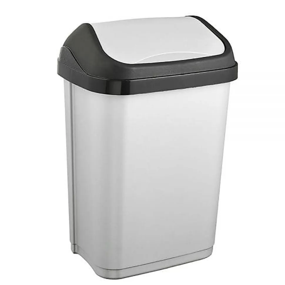 Poubelle en plastique à couvercle basculant 10 litres - Gris Clair