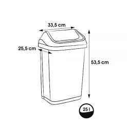 Poubelle en plastique à couvercle basculant 25 litres