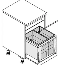Poubelle encastrable 2 bacs pour meuble coulissant 46L (18+28) Hailo Triple XL