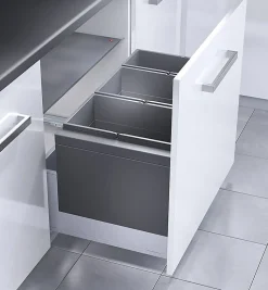 Poubelle encastrable 3 bacs pour meuble coulissant 74L (28+28+18) Hailo Triple XL