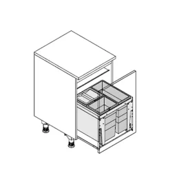 Poubelle encastrable 3 bacs pour meuble coulissant 44L (18+13+13) Hailo Triple XL