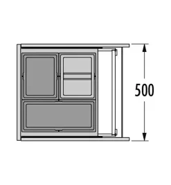 Poubelle encastrable 3 bacs pour meuble coulissant 44L (18+13+13) Hailo Triple XL